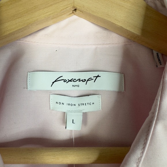 FOXCROFT Non Iron stretch women's button down shirt top Pink Size L 3/4 sleeve - Picture 4 of 5